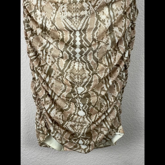 Torrid Snake Print Ruched Dress Brown beige white - Picture 4 of 8